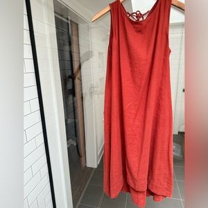 Uniqlo rust colored linen sleeveless dress, size S